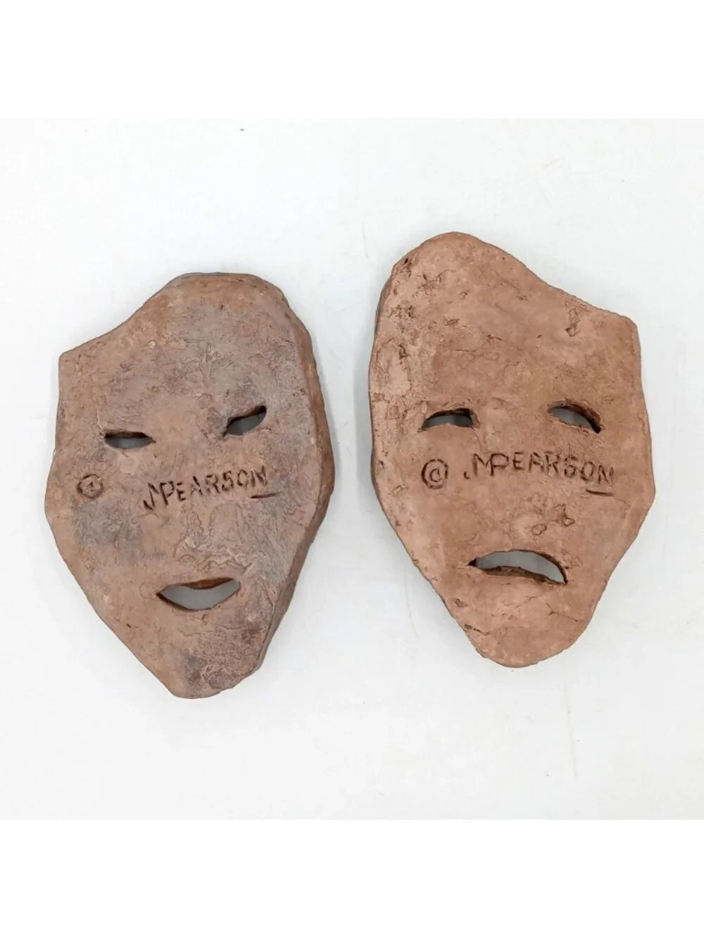 Comedy Tragedy Wall Art Signed Brutalist Pottery 7 Inch Theater Theatre Actor